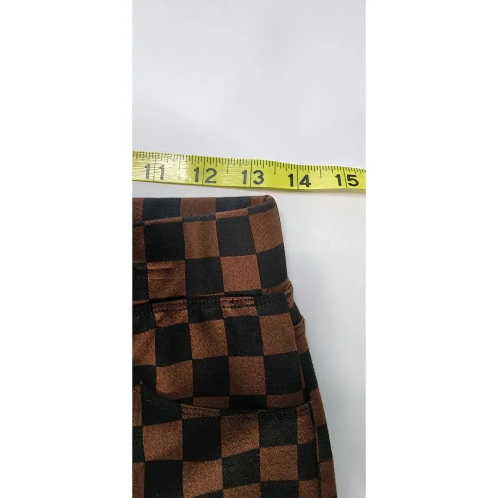 Sanctuary X Anthropologie Brown & Black Checkered Leggings Size S - Picture 7 of 9